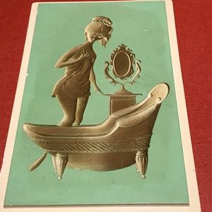 Vintage 1963 Richter Wall Plaque Woman and Tub